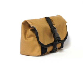 Tan Canvas Fanny Pack Large Cycling Sling Hip Bag.
