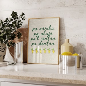 Pa arriba, pa abajo, pa’l centro, pa dentro Poster | Salud | Bar Cart Prints | 18x24in| Trendy Bar | Cocktail Poster | Digital Download