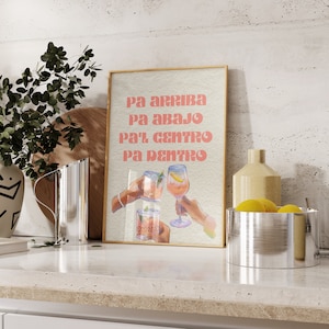 Pa arriba, pa abajo, pa’l centro, pa dentro Poster | Salud | Bar Cart Prints | 18x24in| Trendy Bar | Cocktail Poster | Digital Download