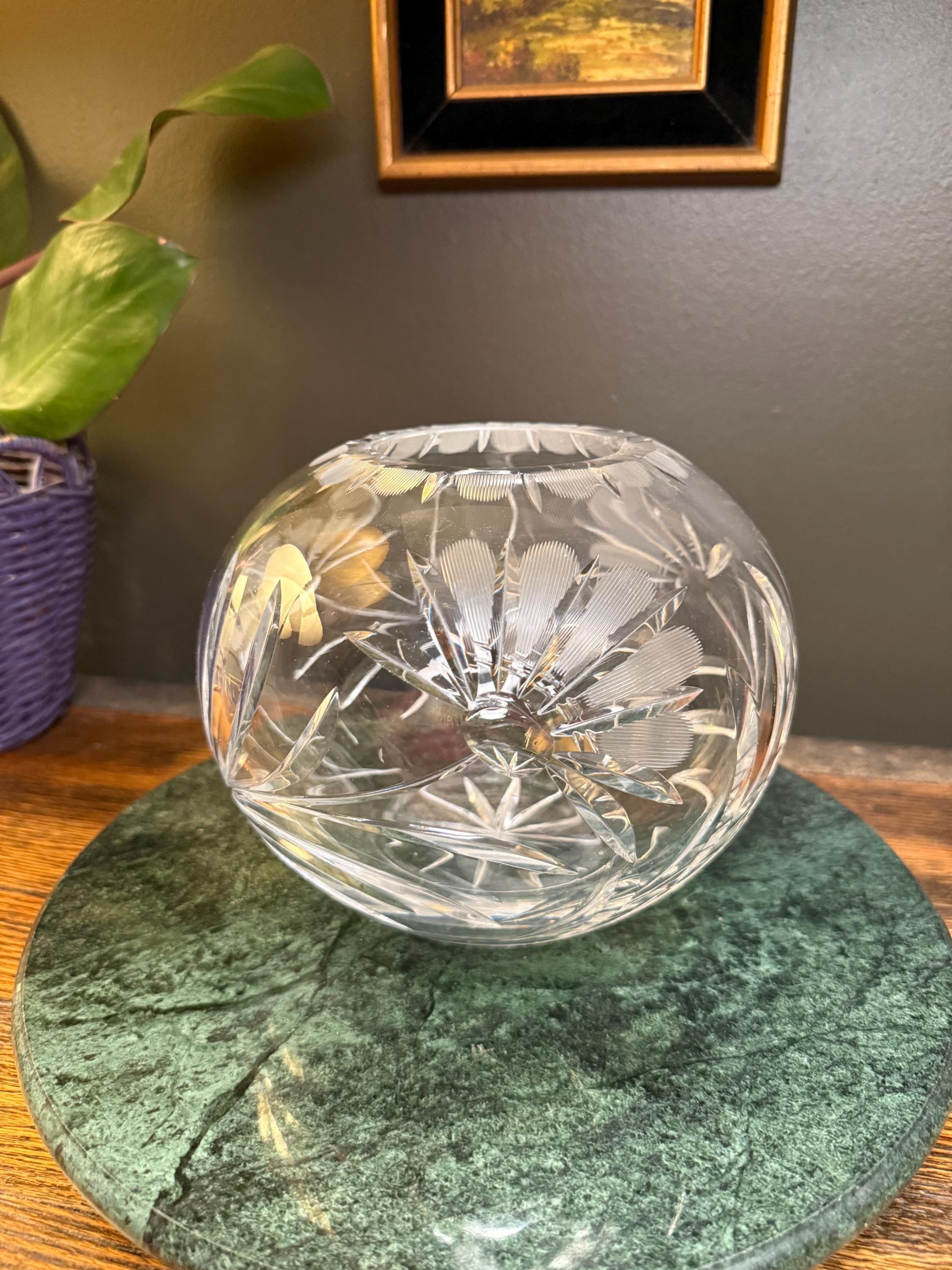 Lead Crystal Rose Bowl - Etsy