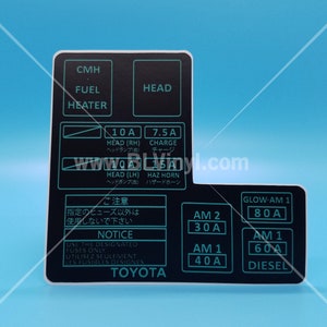 22RE & 3.0(3VZ-E) Fuse Box Replacement Sticker (15A)