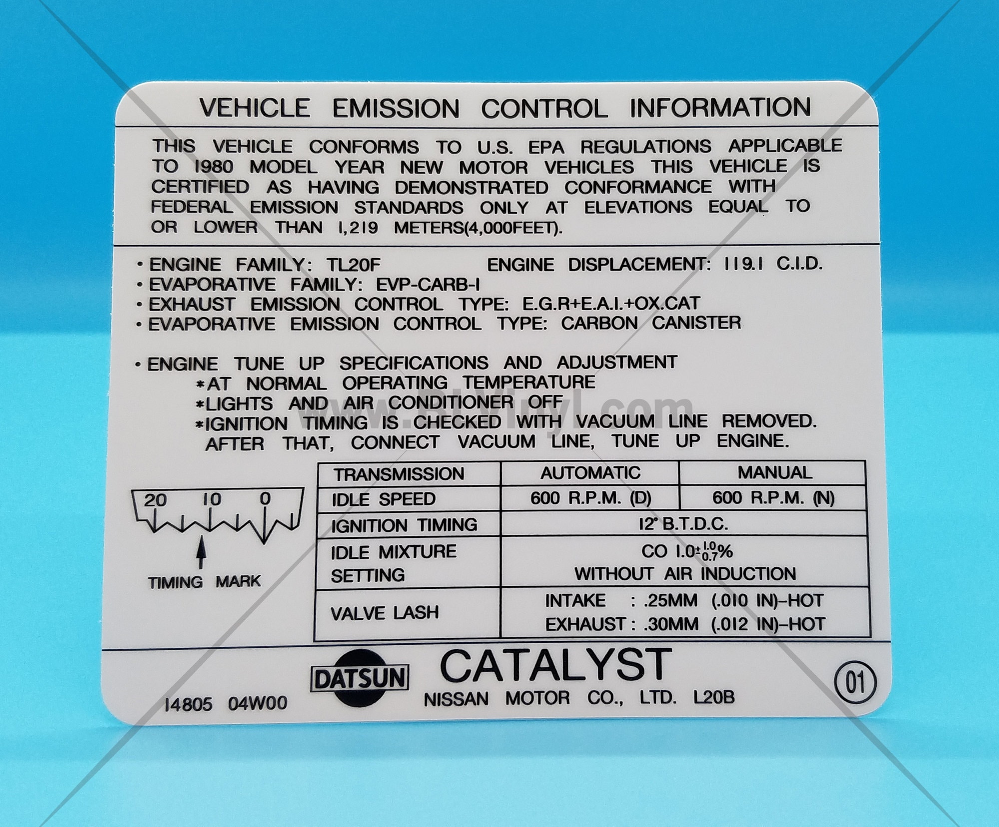 Nissan Truck 'vehicle Emission Control Information' Decals (multiple ...