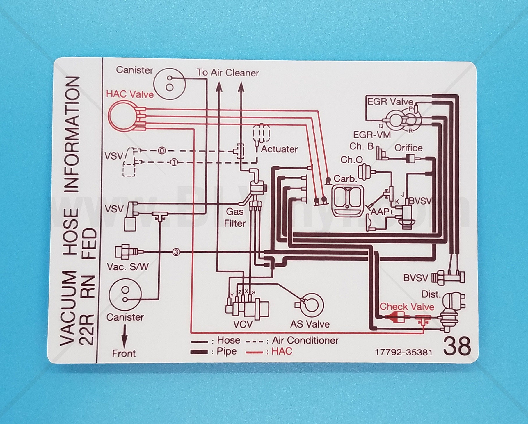 1984 22R Vacuum Hose Information Decal (FED RN) - Etsy