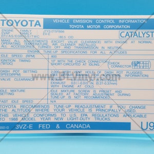 1988 3VZ-E(3.0) Vehicle Emission Control Information (FED)