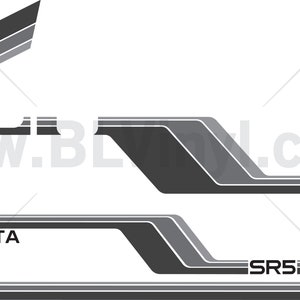 May include: A set of black and gray vinyl decals with the words "TOYOTA" and "SR5" for a car.