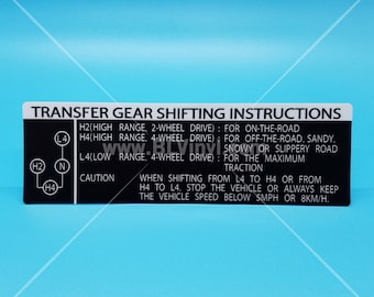 1984-1987 Transfer Gear Shifting Instructions Decal (Manual Transmission & Hubs)