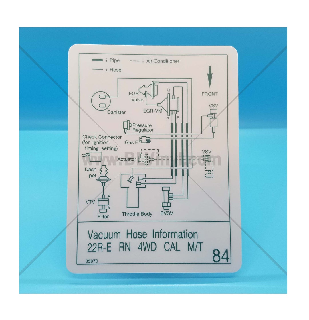 1987 22RE Vacuum Hose Information CAL, Manual Etsy