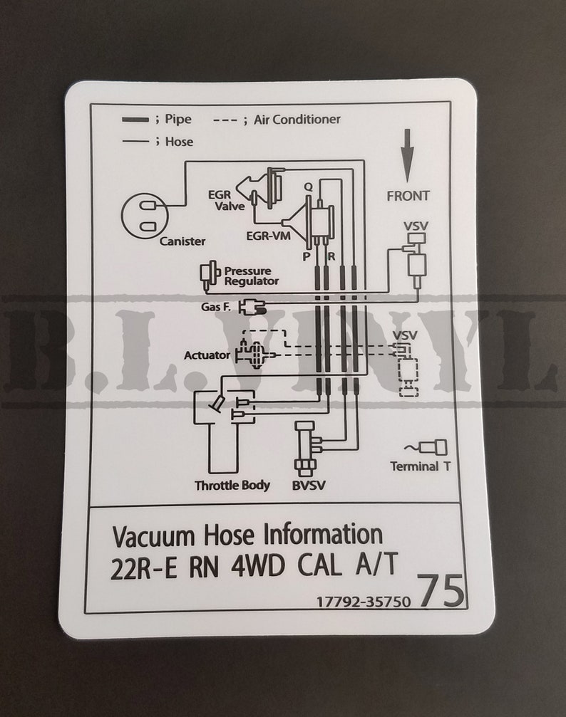 1986 22RE Vacuum Hose Information RN 4WD CAL A/T Etsy