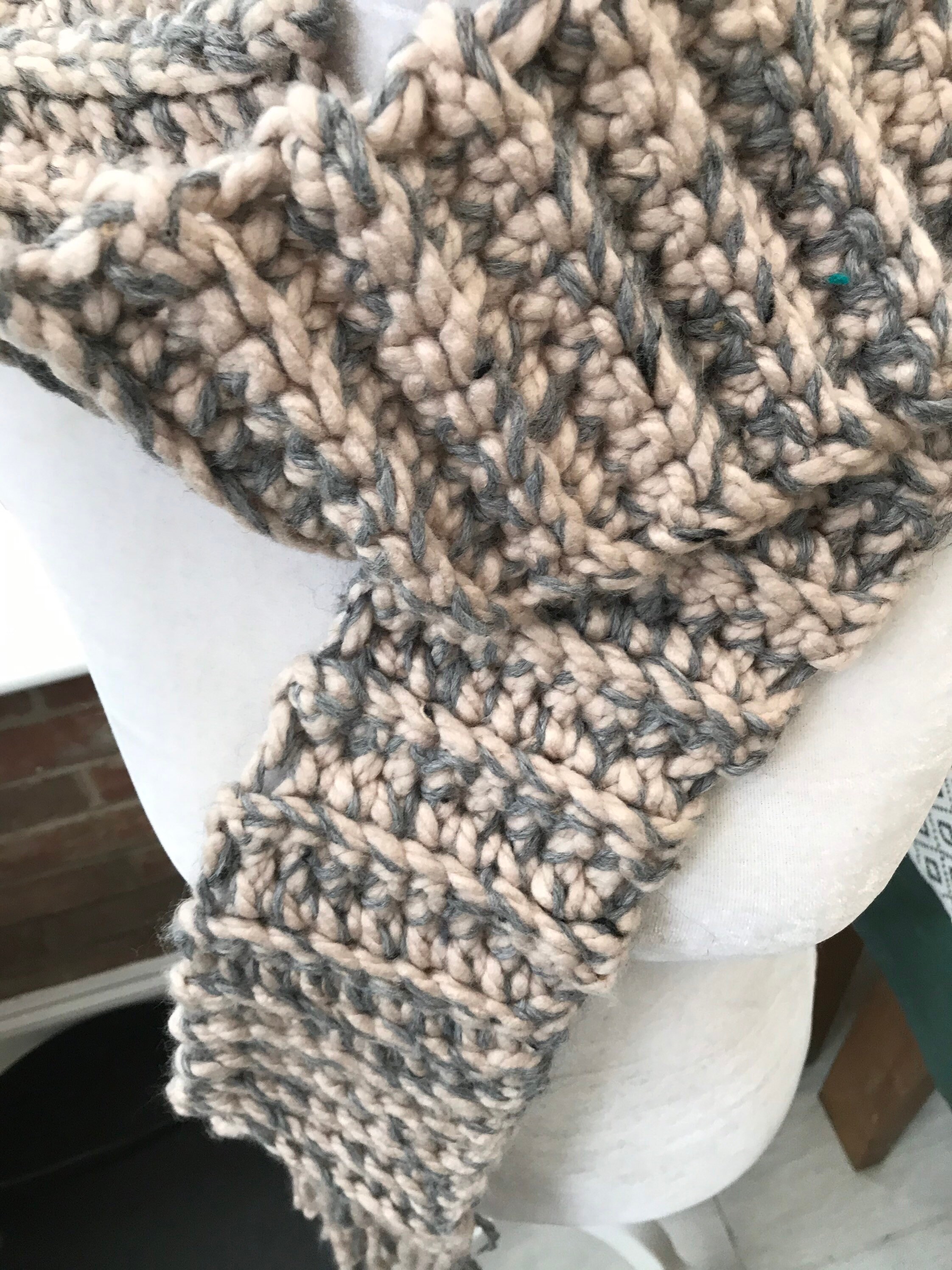 Handmade Crochet Scarf Made From Super Chunky Wool - Etsy