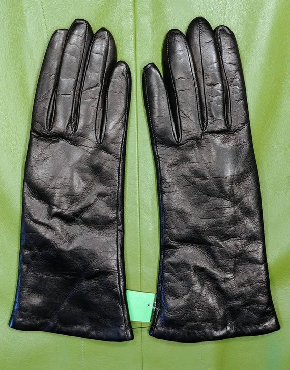 Portolano Black Leather Gloves ~ Size 7 ~ Italy
