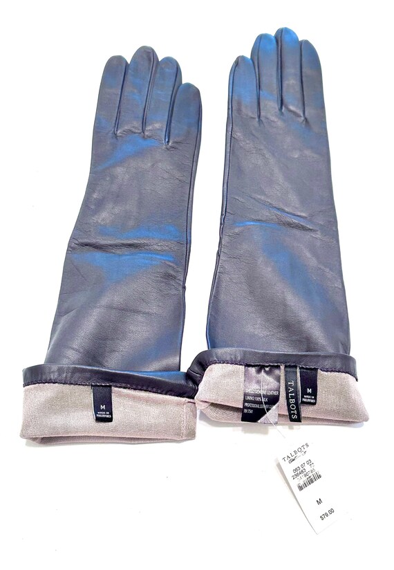 Talbots Grey Leather Gloves ~ Size M - image 13