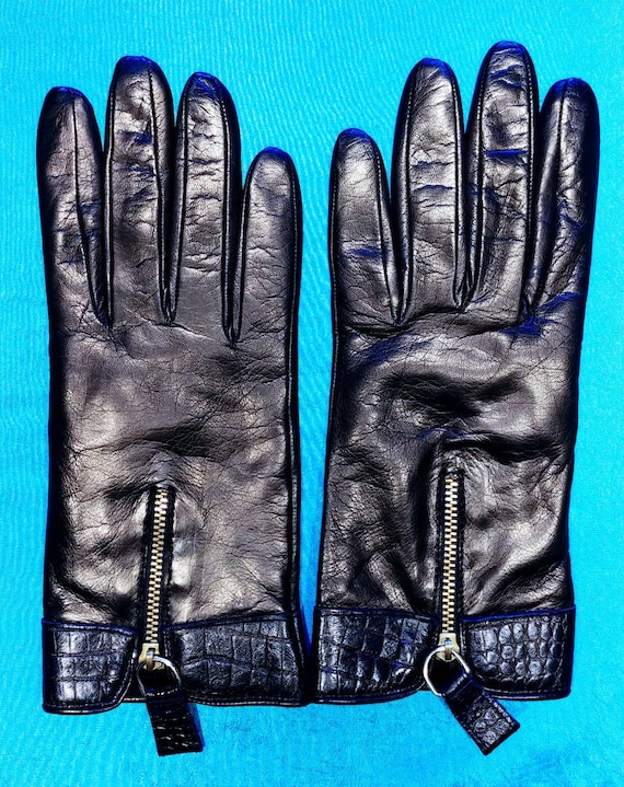 Neiman Marcus Black Leather Gloves ~ Size 8