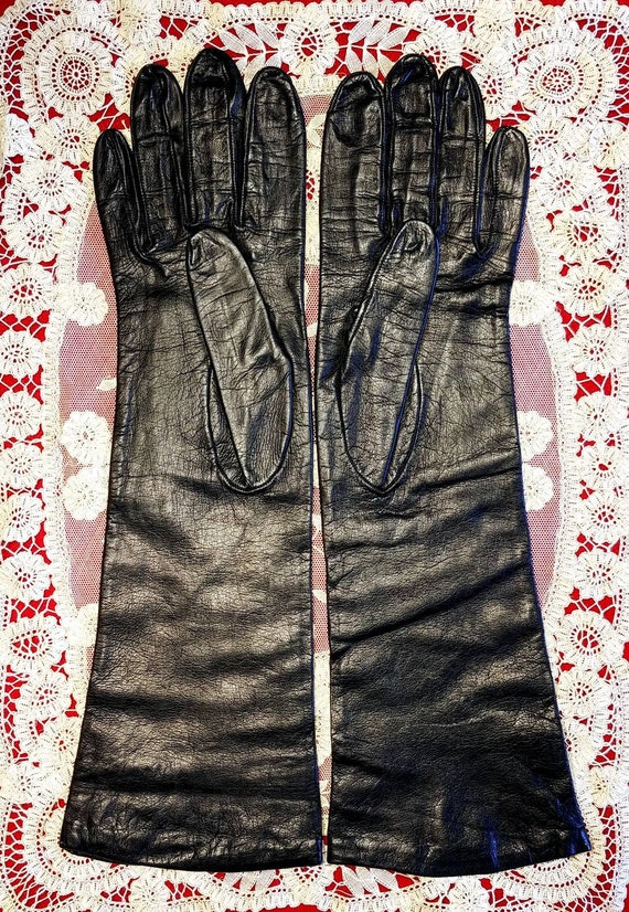 Superb Black Leather Gloves ~.Size 8