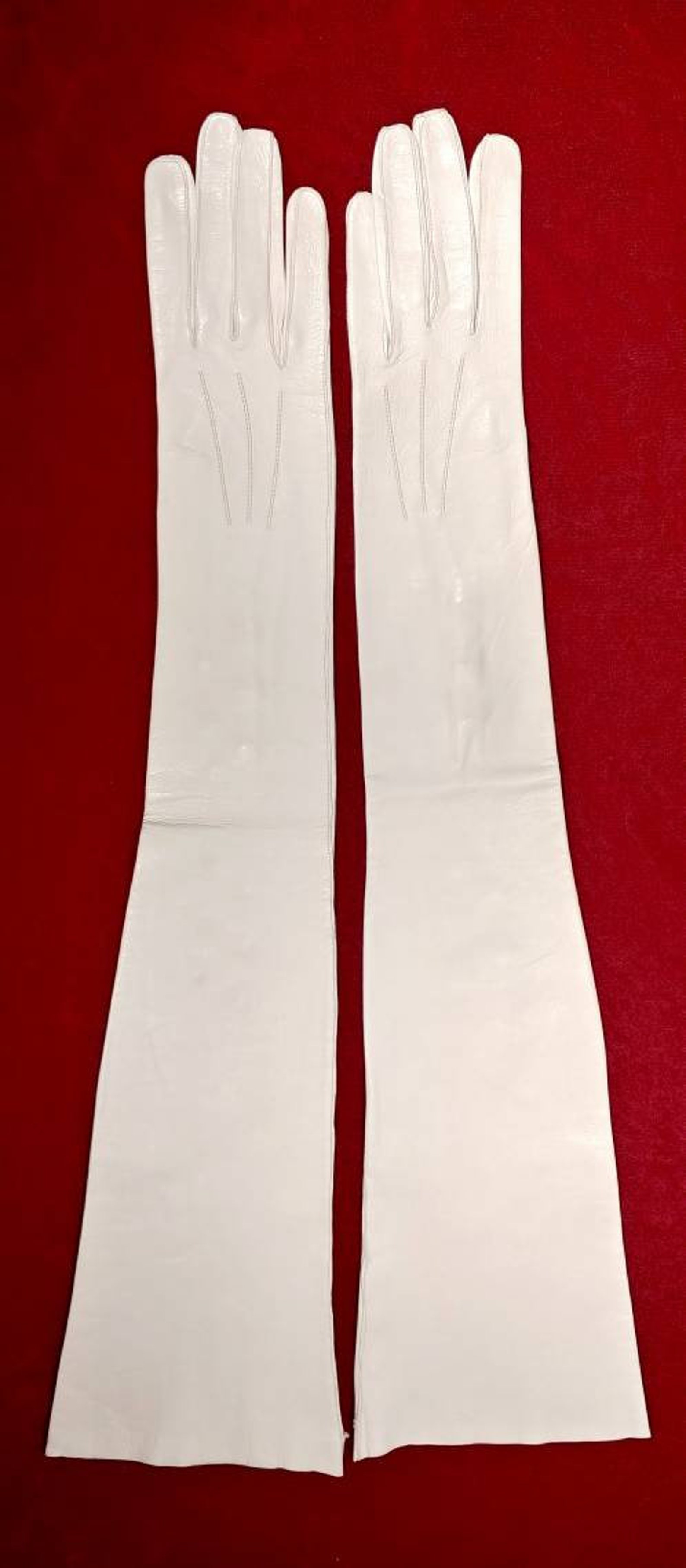 Vintage Beige Kid Opera Gloves Size 6 1/2 Etsy