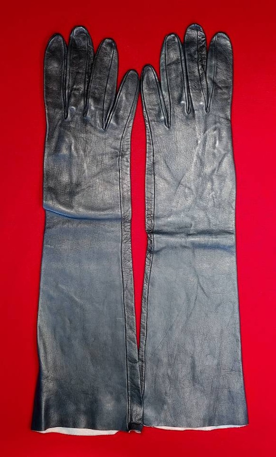 Fownes Black Kid Elbow Gloves ~ Size 8