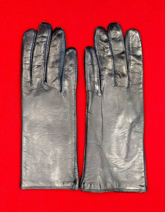 Macy's Blue Kid Leather Gloves ~ Size 8