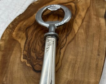 Antique Silver Bottle Opener made from Vintage Knife Handle, Unique Host Gift, Birthday Present for Him, Father's day present