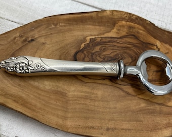 Antique Silver Bottle Opener made from Vintage Knife Handle, Unique Host Gift, Birthday Present for Him, Father's day present