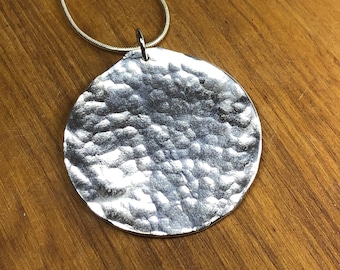 Silver Necklace made from Silver Plated Spoon Bowl - Spoon Necklace - hammered silver pendant