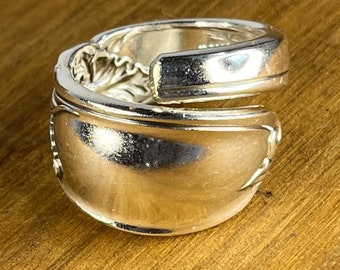 Silver Wrap Bypass Ring made from Vintage Silver Plated Spoon Handle, Silver Spoon Ring, Perfect Unique Gift for her