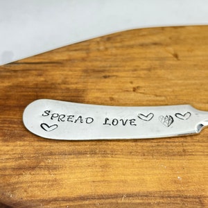 Hand Stamped Silver Butter Knife, &#39;Spread Joy&#39; Vintage Silverware