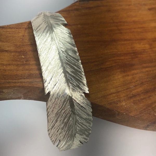 Silverware feather bracelet, Silver Cuff Bracelet, repurposed silverware jewelry,