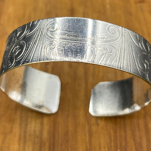 Srebrna bransoletka mankietowa - Ekologiczna biżuteria - Ręcznie robiona srebrna bransoletka - Srebrna bransoletka mankietowa - Wyjątkowy, jedyny w swoim rodzaju prezent na Dzień Matki