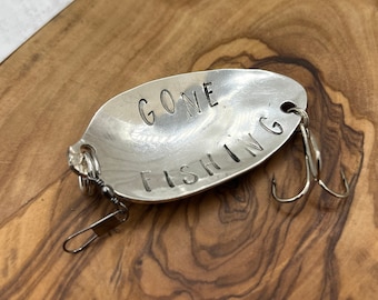 Cuchara de pesca de plata personalizada, regalo del Día del Padre grabado a mano