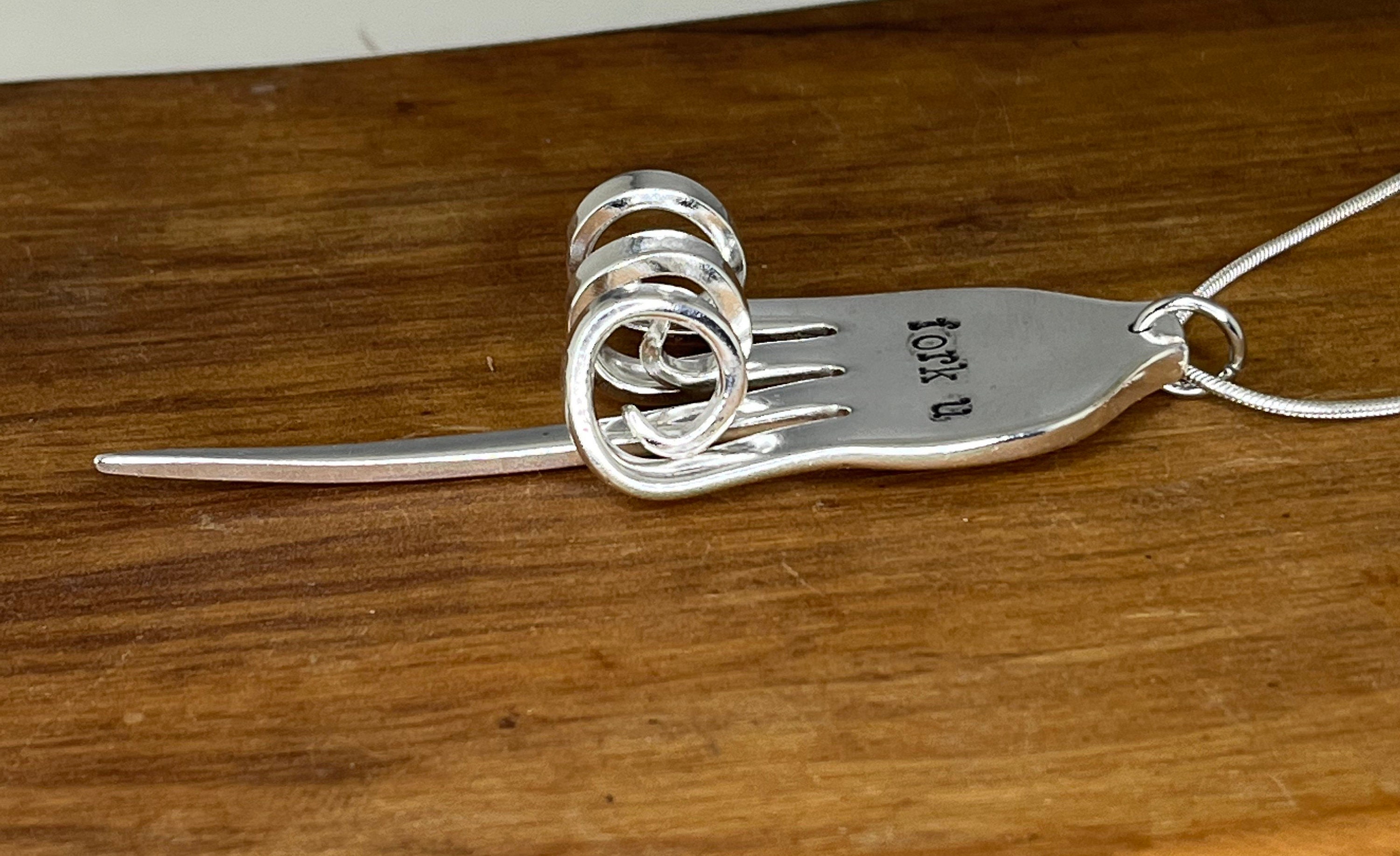 Silver Fork Pendant Made From Vintage Silver Plated Fork Silver Fork Pendant Made From Vintage Silver Plated Fork