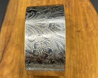 Vintage Antique Silver Tray Cuff Bracelet Adjustable Size Eco-Friendly Jewelry Handcrafted Unique One of a Kind Statement Piece Gift for Her