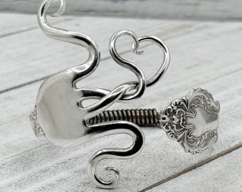 Pulseira de garfo de prata, joia feita com talheres reaproveitados, pulseira de prata exclusiva, peça única e marcante.