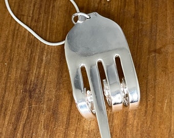 Silver Fork Pendant Made From Vintage Silver Plated Fork Silver Fork Pendant Made From Vintage Silver Plated Fork