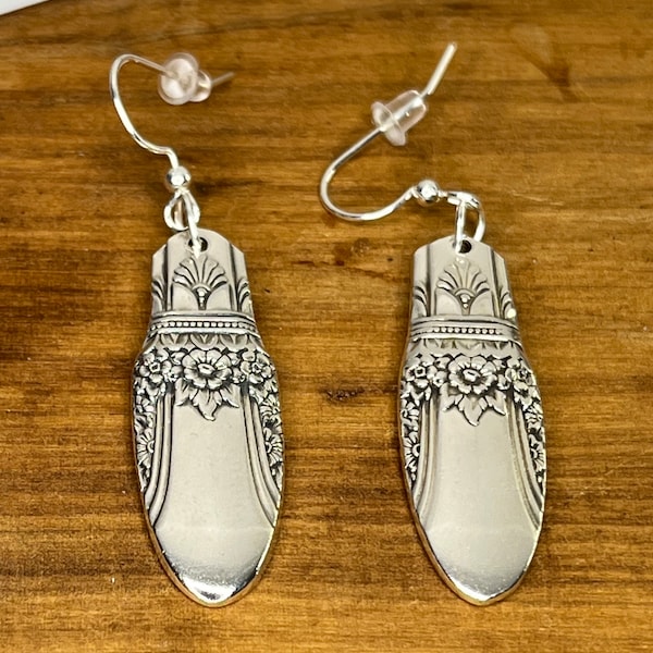 Silberne Ohrringe aus den Enden von antiken Vintage Löffelgriffen, Silberschmuck, einzigartiges Geschenk für sie, Löffel Ohrringe