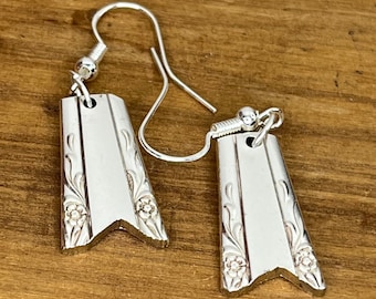 Silver Drop Earrings made from Vintage Spoon Handles, Silverware Jewelry, Unique Gift for her