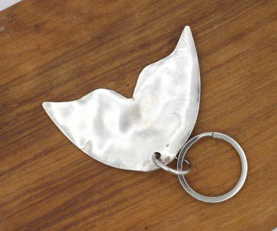 Silver Whale Tail Keychain Metal Keychain Fish Tail Mermaid Tail Keyring Silverware Jewelry Keyring Unique Custom One of a Kind Present