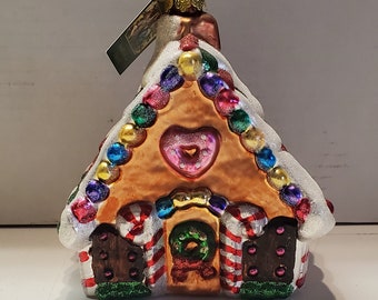 Ginger Bread House of the Christmas Collection, Glass Hand Blown, Vintage Old World Christmas Ornaments