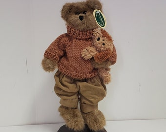 Bearington Bears, Johnny and Dash, His Pup, Autumn Brown Knitted Sweater, 11"high, 6"wide, 3"deep