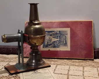 Ca. 1880's Triumph Magic Lantern with 12 Color Slides