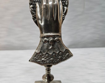 Nickel Plated Cast Brass Display Hands, Clip Can Hold Picture, Sign, Recipe Card, Etc., 8" tall x 2.5" wide x 2.5" Square Base, Sold Each