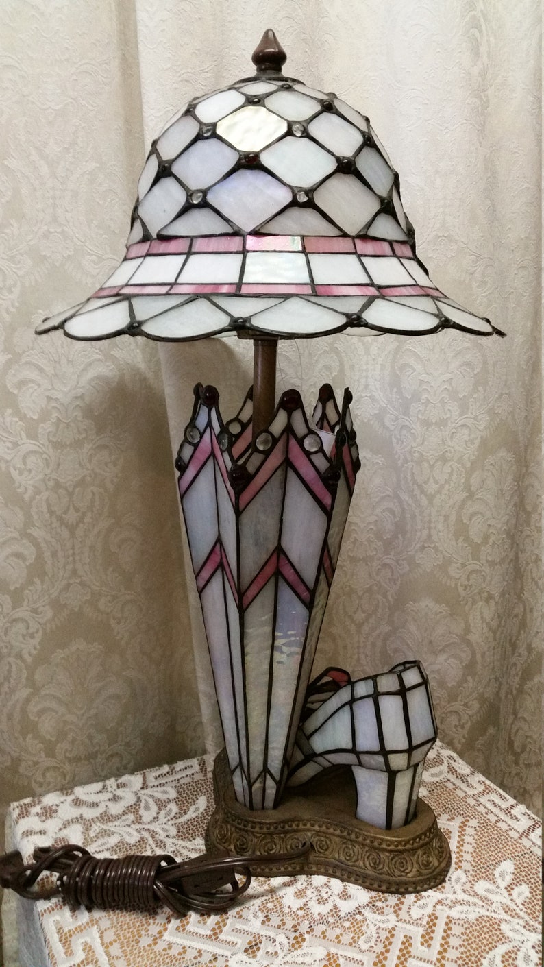 Stain Glass Lamp & Shade Umbrella Hat Shoes Dale Tiffany Etsy