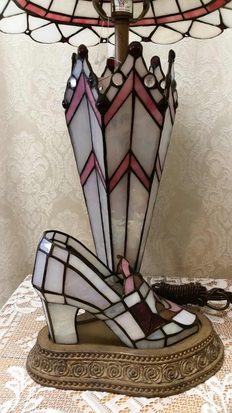 Stain Glass Lamp & Shade Umbrella Hat Shoes Dale Tiffany Etsy
