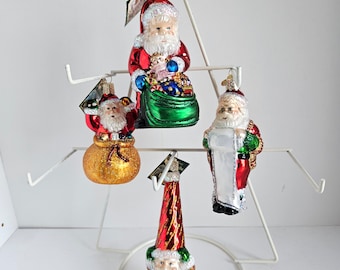 Old World Christmas Ornaments, Bungee Santa, Opening His Pack, Checking His List, and Santa in Sack