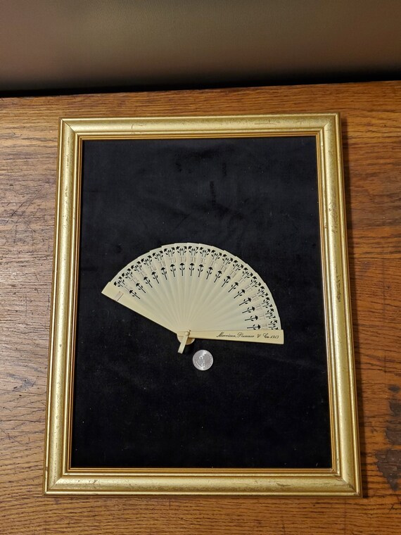 Celluloid Victorian Personal Hand Fan Marked Morrison Plummer