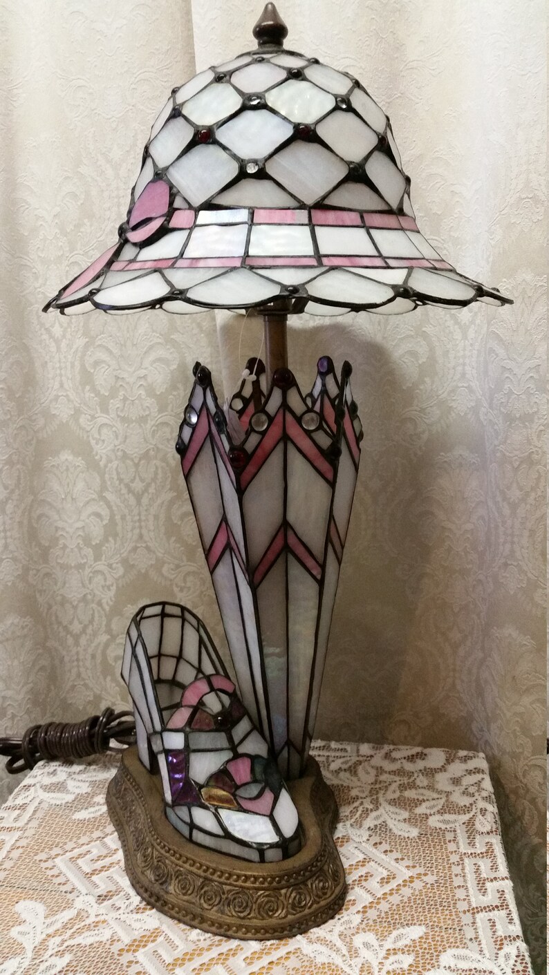 Stain Glass Lamp & Shade Umbrella Hat Shoes Dale Tiffany Etsy