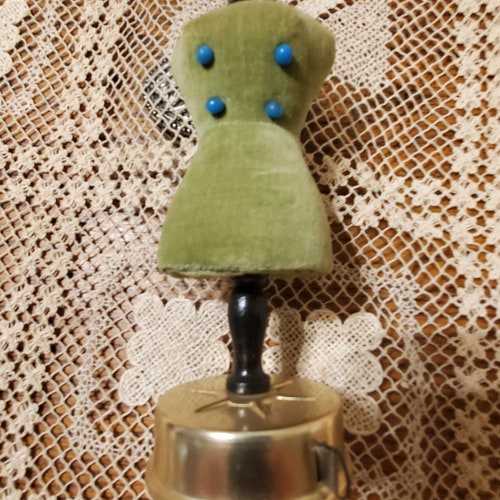 Japan, Dress Maker's Body Form Pin Cushion, Thimble Stand hotsell At Top, Tape Measure in Base, 5.5