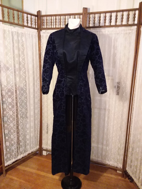 Royal Blue Sculptured Silk Velvet Waist Coat Ca 18