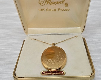 14K Gold Filled Oval Locket, 18" Chain, NOS by Marvel