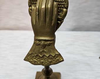 Cast Brass Display Hands, Clip Can Hold Picture, Sign, Recipe Card, Etc., 8" tall x 2.5" wide x 2.5" Square Base, Sold Each