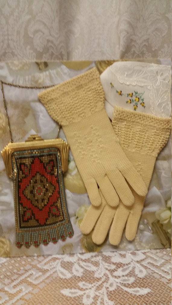Whiting & Davis Enameled Purse Gloves Hankie Shad… - image 2