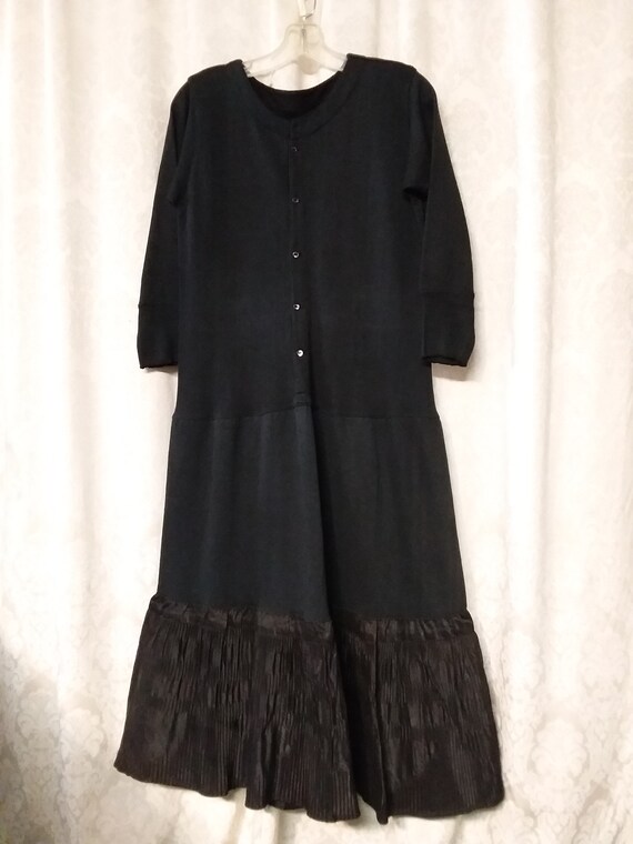 Ca 1940's Full Slip Thermal Petticoat Black Cotto